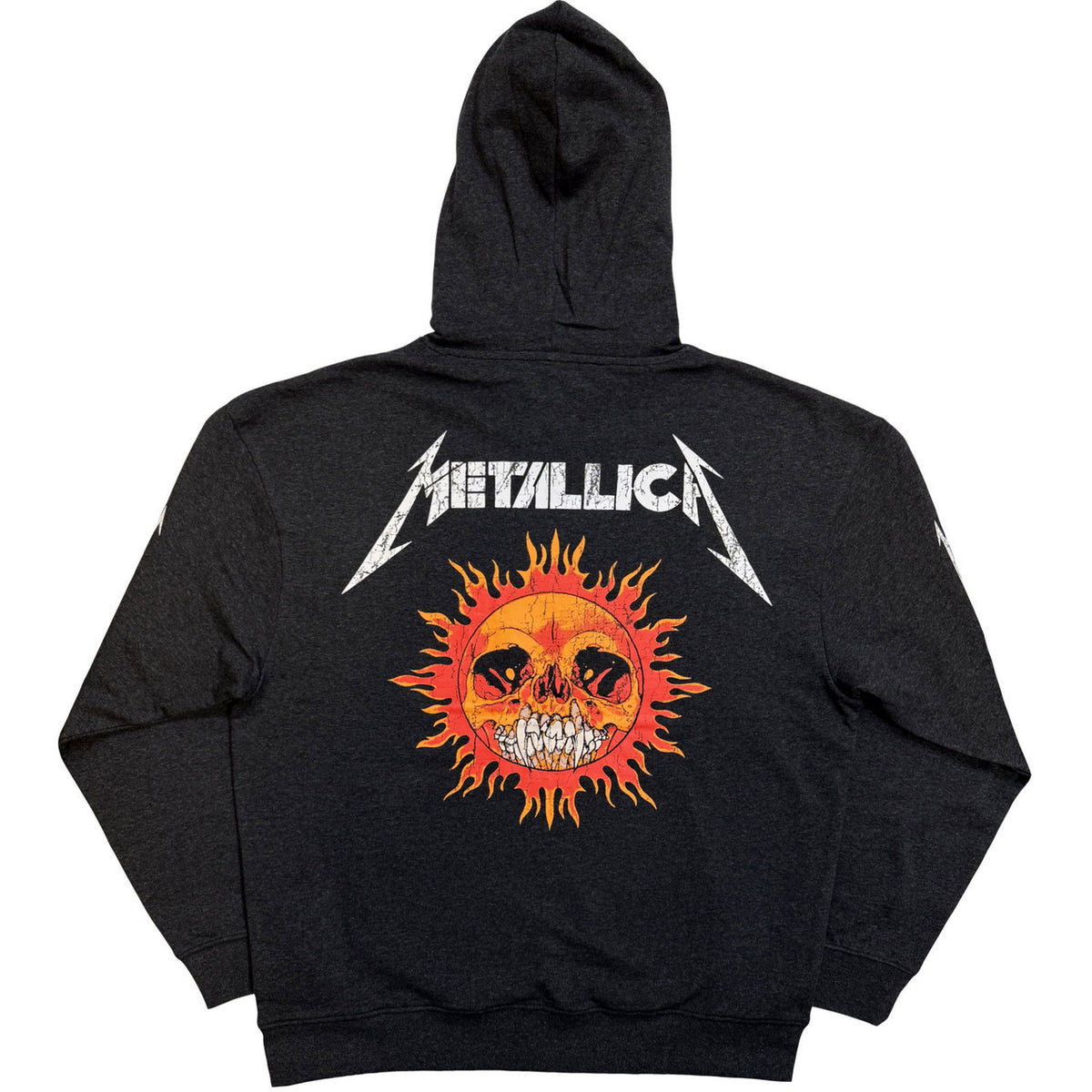 METALLICA Attractive Hoodie, Worn Pushead Flaming Skull