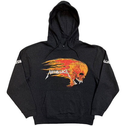 METALLICA Attractive Hoodie, Worn Pushead Flaming Skull