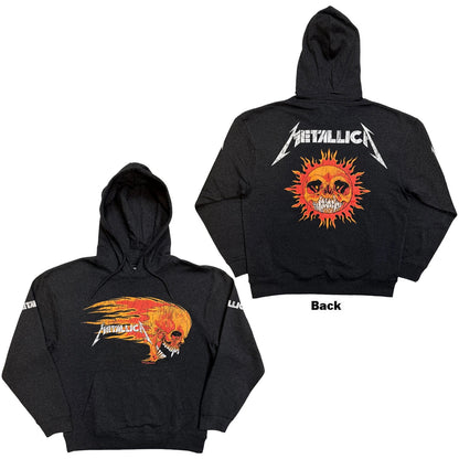 METALLICA Attractive Hoodie, Worn Pushead Flaming Skull