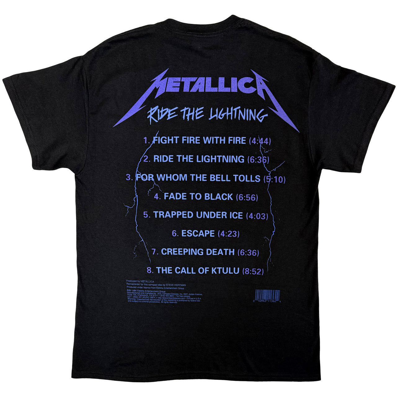 METALLICA Attractive T-Shirt, Ride the Lightning Tracks