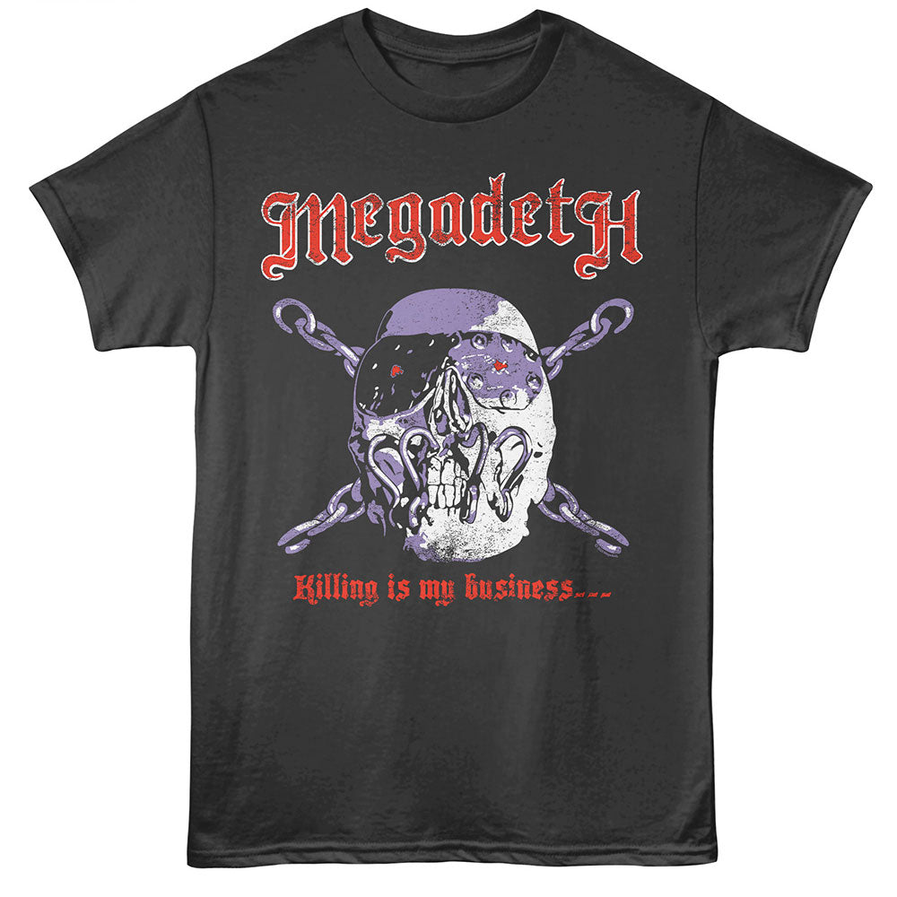 Black t-shirt with Megadeth graphic and text on a white background