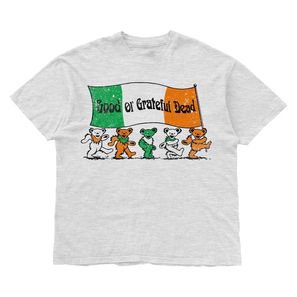 A gray Grateful Dead T-shirt featuring colorful graphics with bear characters and text.