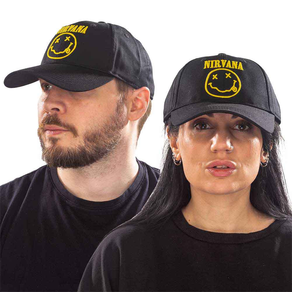 NIRVANA Baseball Cap, Logo &amp; Happy Face