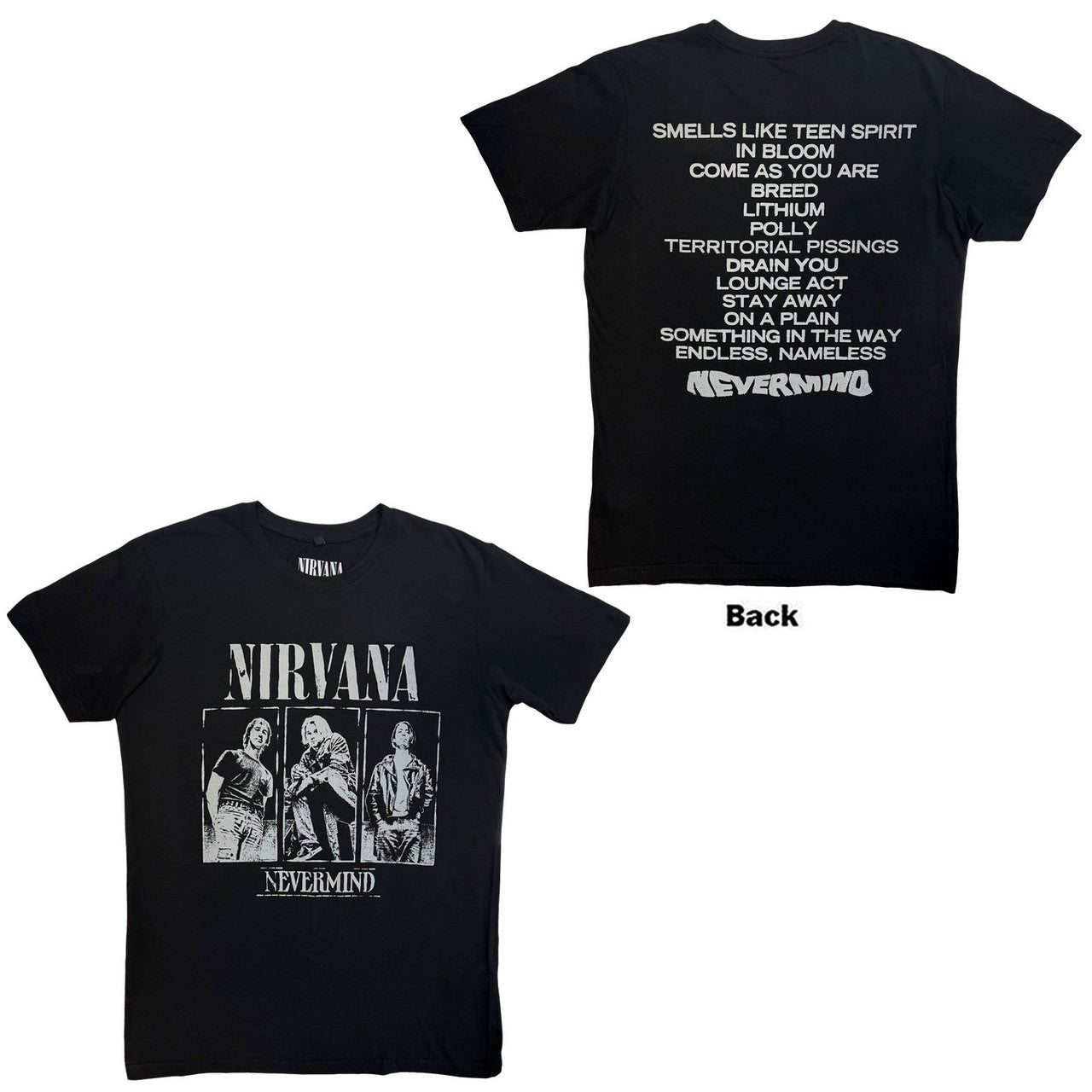 NIRVANA Carbon T-Shirt, Nevermind Tracklist
