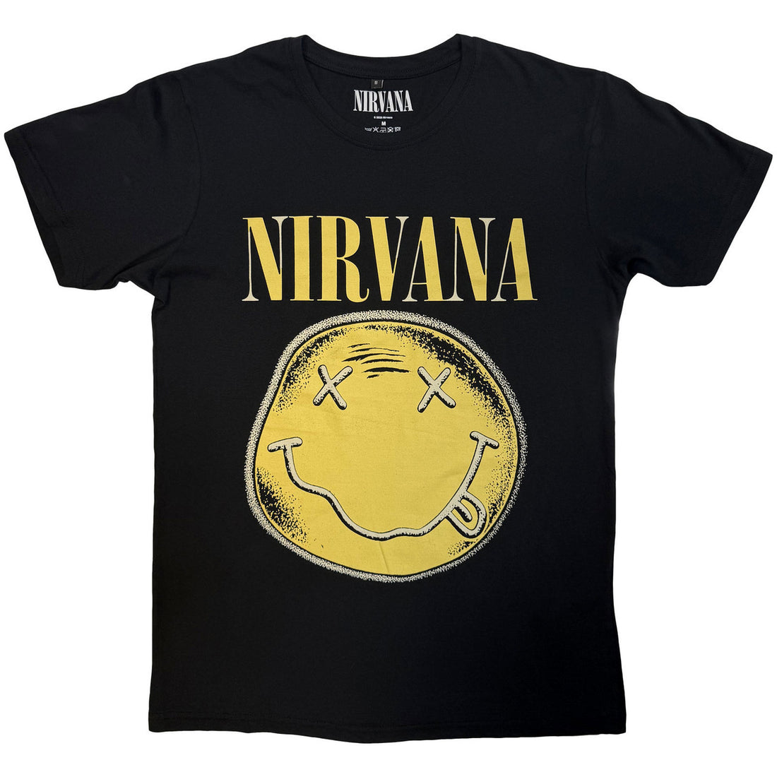 NIRVANA Carbon T-Shirt, Happy Face Infill Distressed