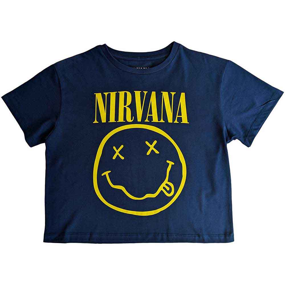 NIRVANA Attractive Crop Top, Yellow Happy Face Flower Sniffin