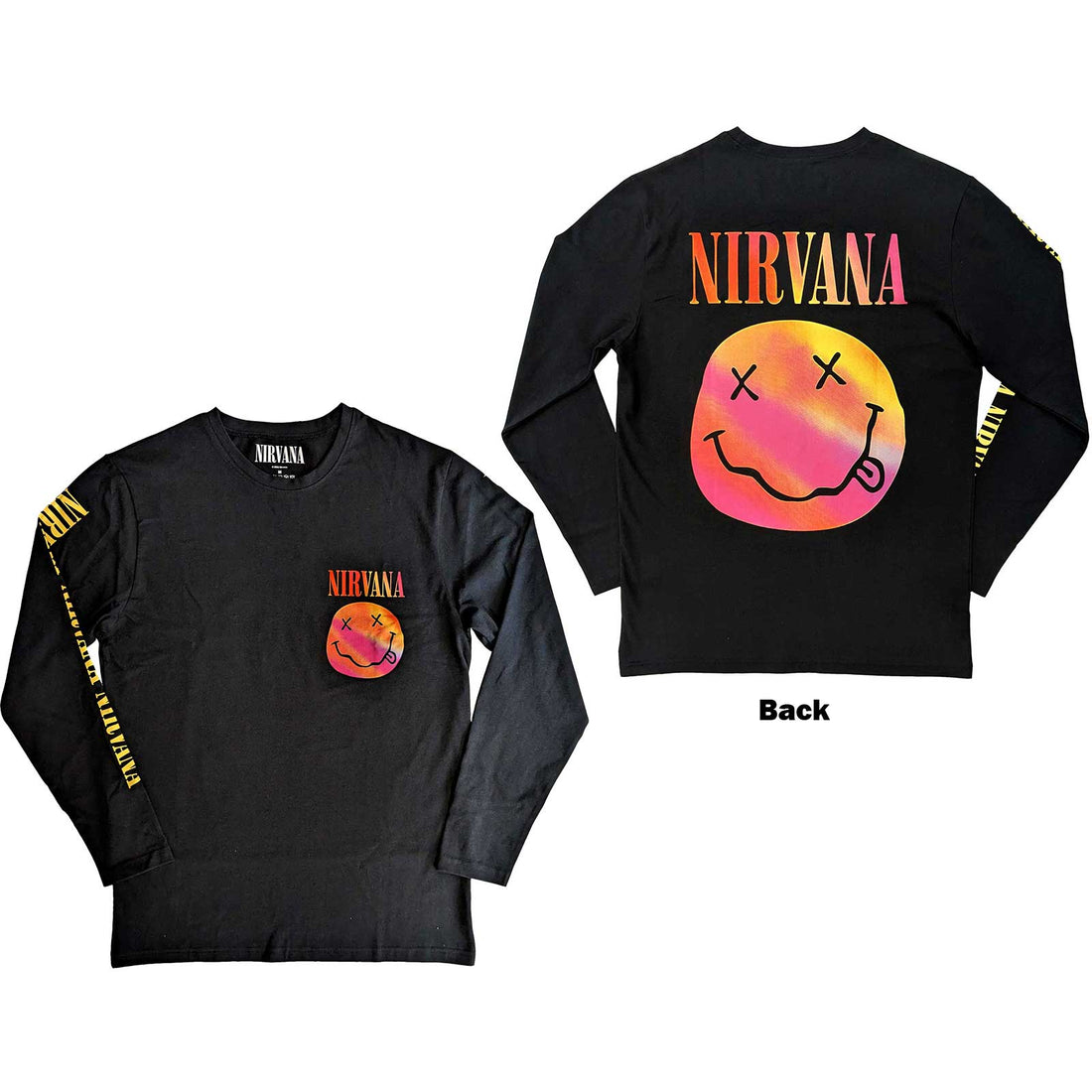 NIRVANA Long Sleeve T-Shirt, Gradient Happy Face