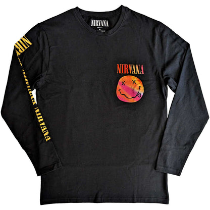 NIRVANA Long Sleeve T-Shirt, Gradient Happy Face