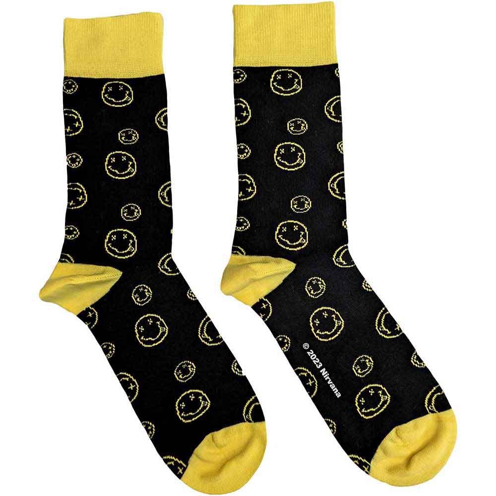 NIRVANA Unisex Ankle Socks, Outline Happy Faces