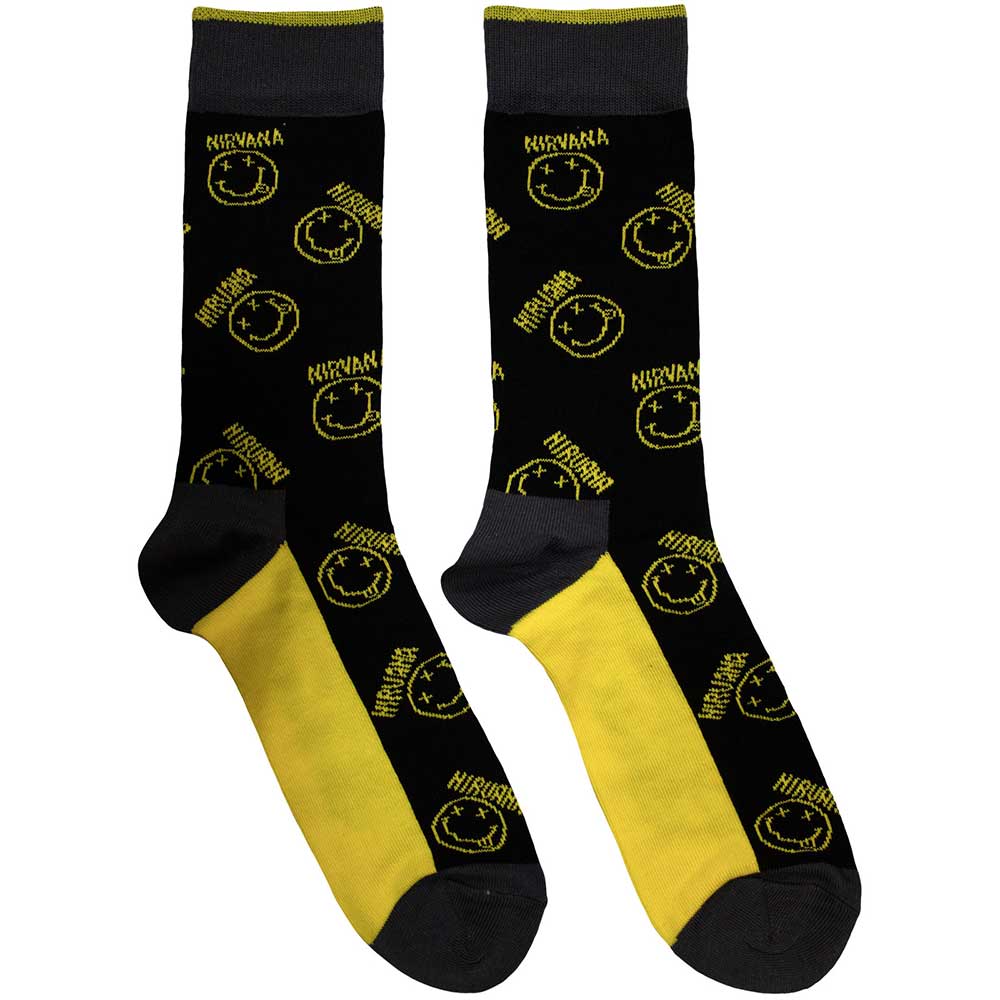 NIRVANA Unisex Ankle Socks, Yellow Happy Face Pattern