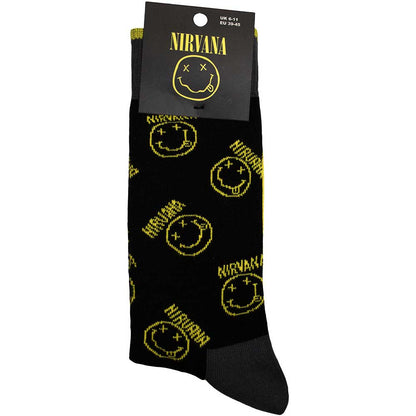 NIRVANA Unisex Ankle Socks, Yellow Happy Face Pattern