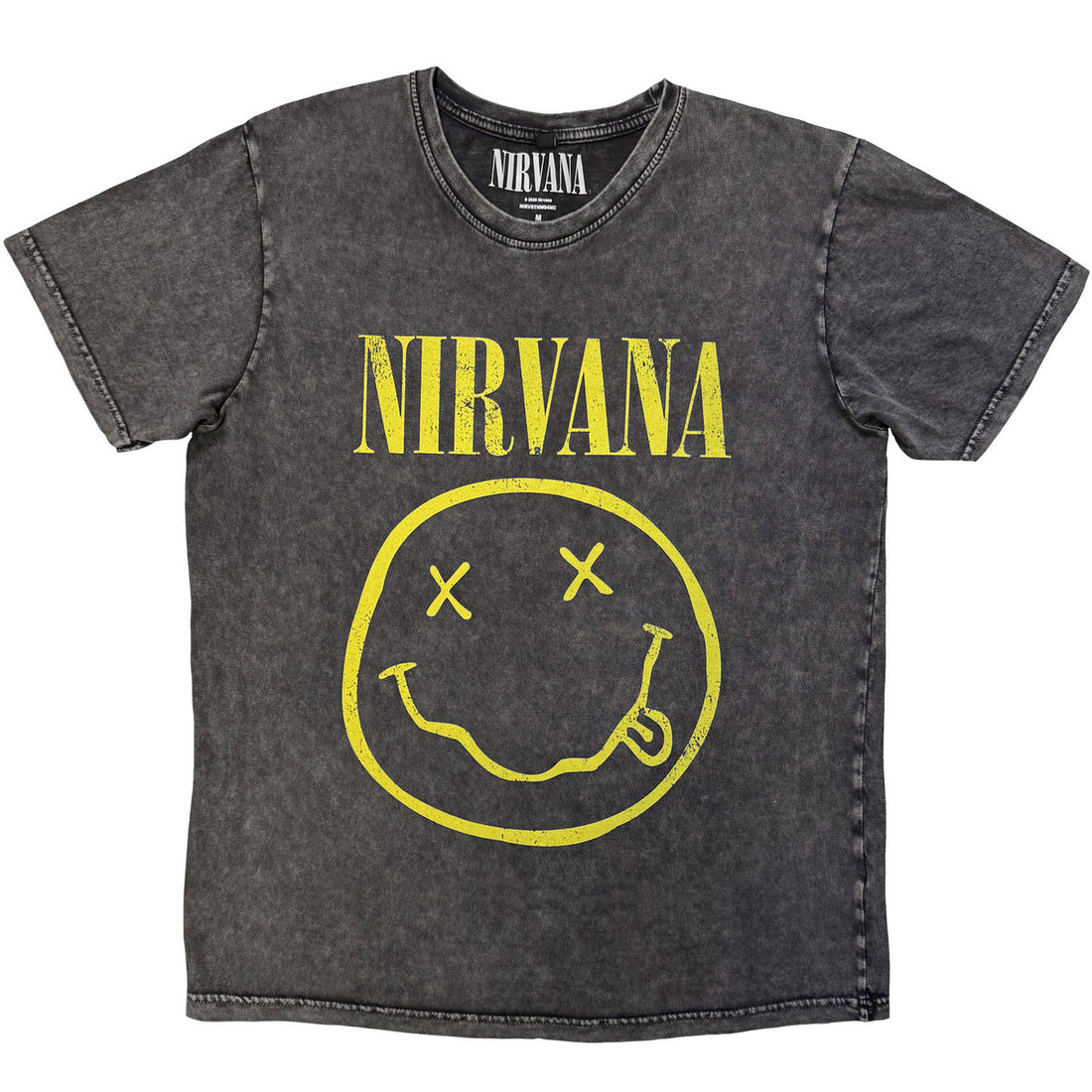 NIRVANA Stone Wash T-Shirt, Yellow Happy Face