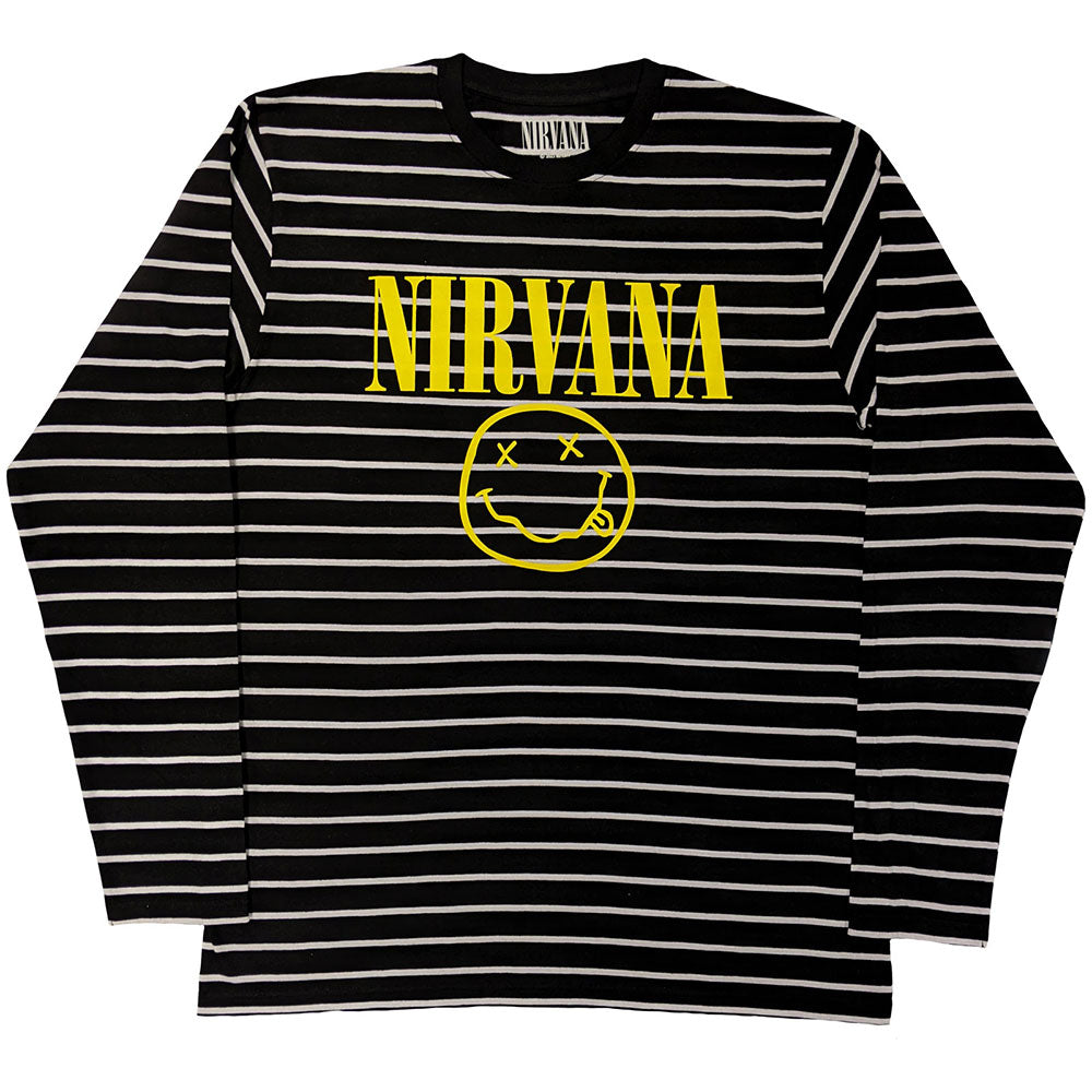 NIRVANA Attractive Sweatshirt, Yellow Happy Face Striped