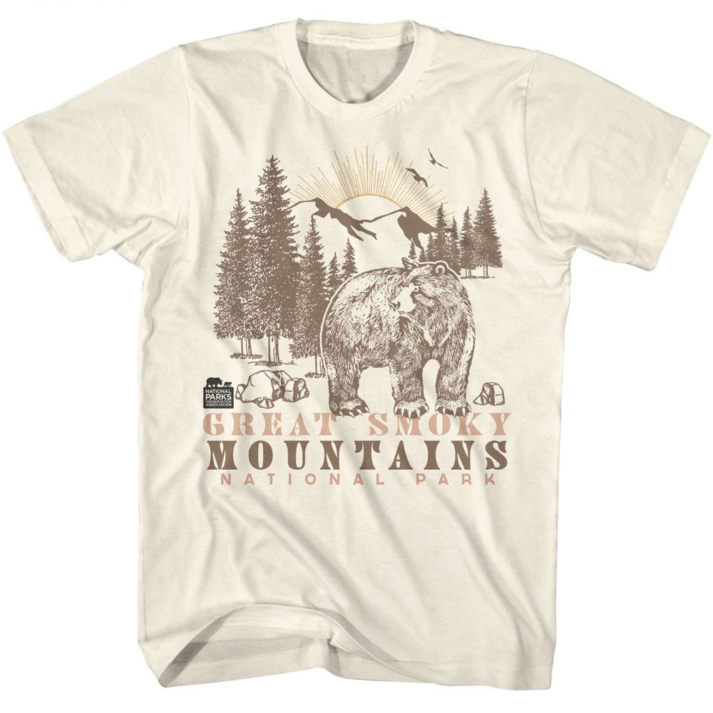 NATIONAL PARKS Eye-Catching T-Shirt, BEAR AND MOUNTAINS