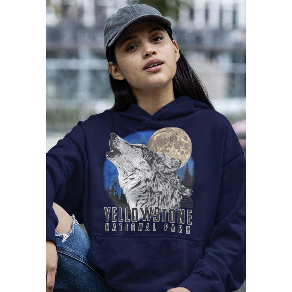 NATIONAL PARKS Eye-Catching HOODIE, YELLOWSTONE WOLF MOON