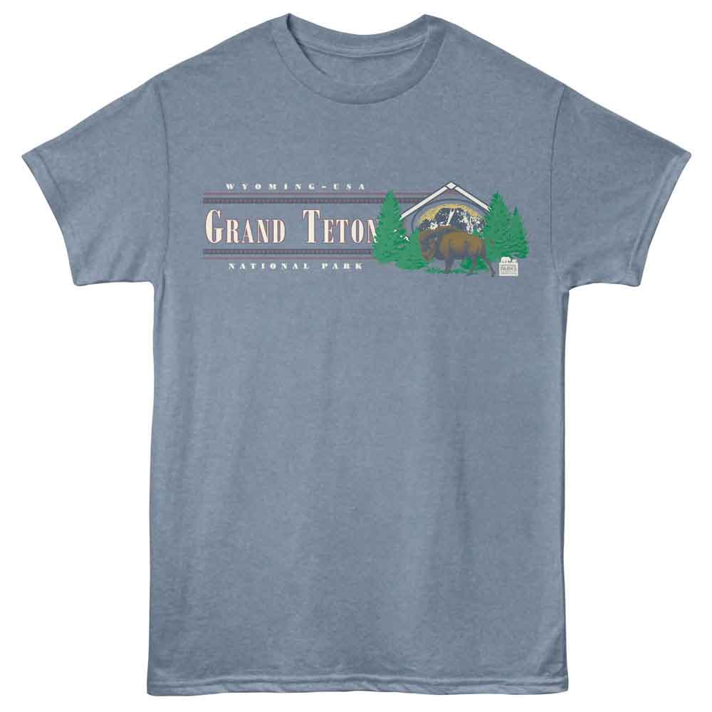 NATIONAL PARKS Eye-Catching T-Shirt, GRAND TETON BUFFALO
