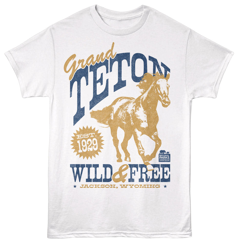 NATIONAL PARKS Eye-Catching T-Shirt, TETON WILD AND FREE