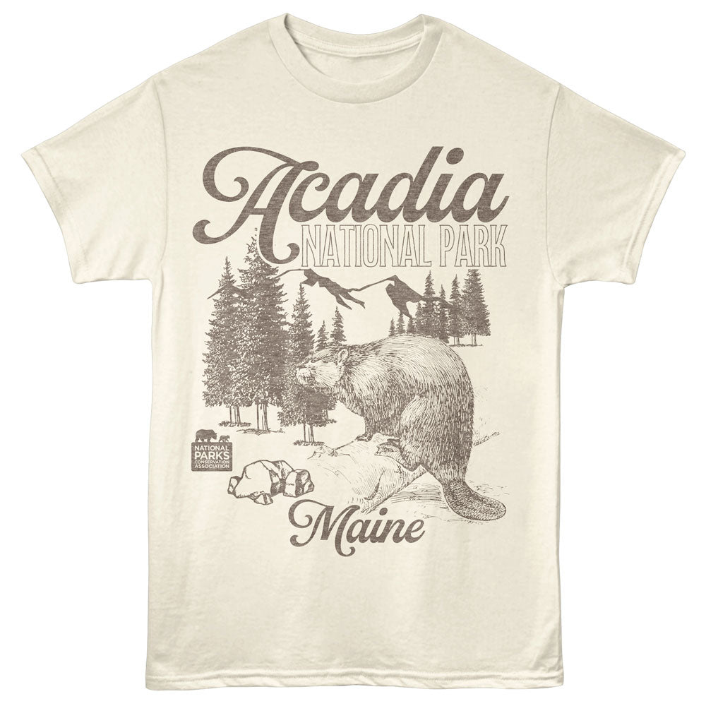 NATIONAL PARKS Eye-Catching T-Shirt, ACADIA BEAVER