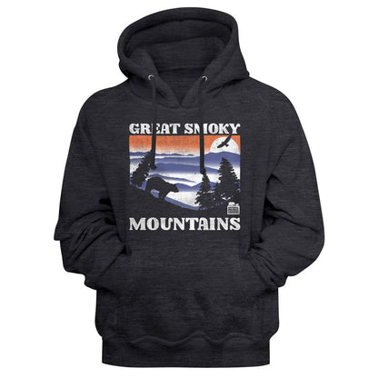 NATIONAL PARKS Eye-Catching HOODIE, GSM BEAR AND MOUNTAINS DARK