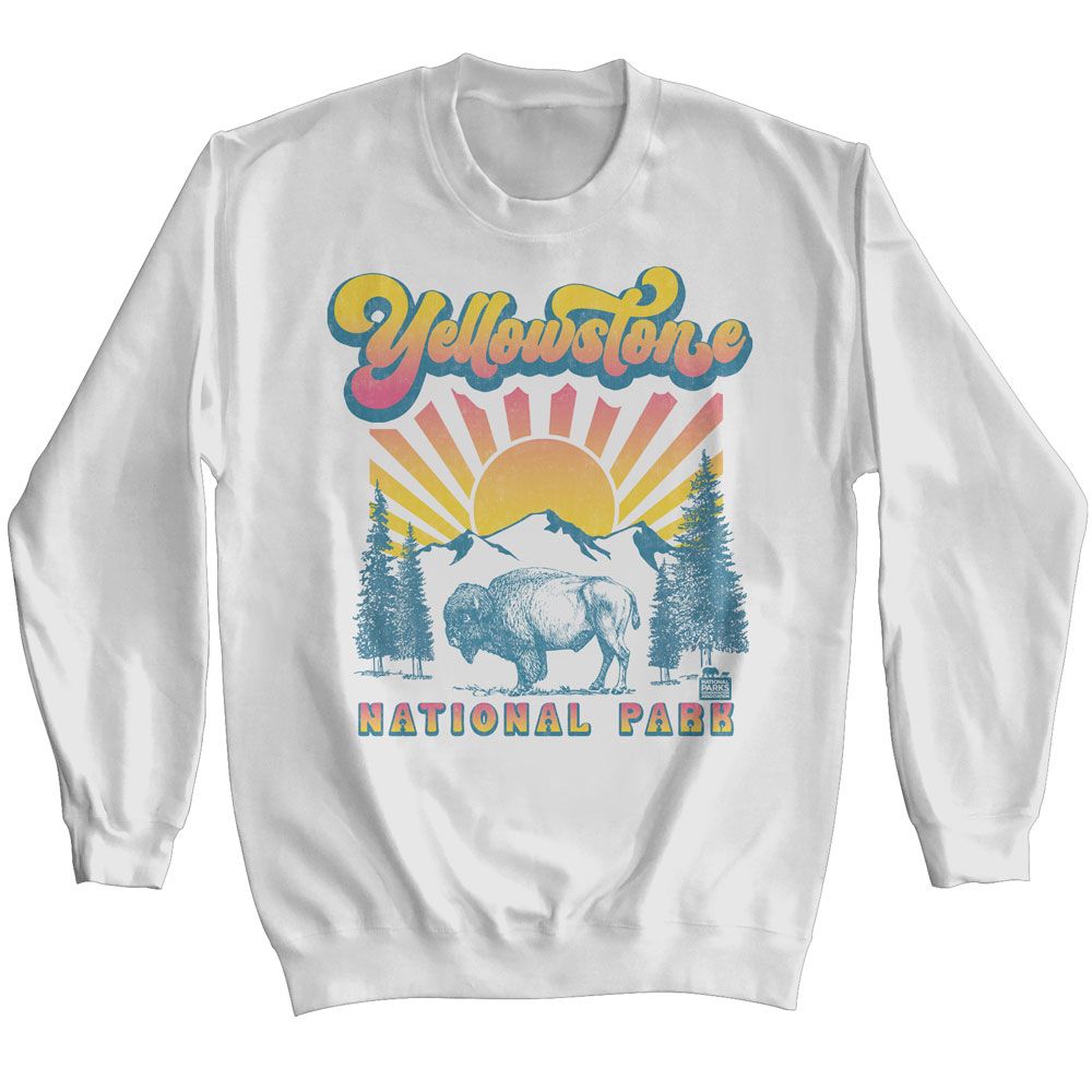 NATIONAL PARKS Eye-Catching SWEATSHIRT, BUFFALO WITH GRADIENT SUN