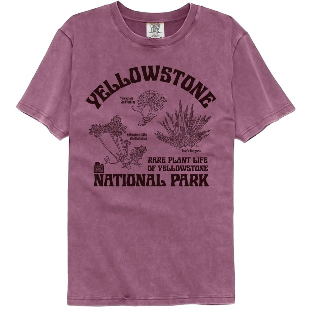 NATIONAL PARKS Eye-Catching COMFORT COLOR T-Shirt, RARE PLANTS YELLOWSTONE