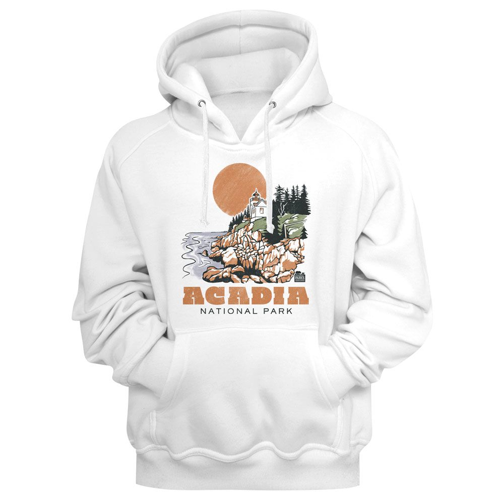 NATIONAL PARKS Eye-Catching HOODIE, ACADIA DRAWN LIGHTHOUSE