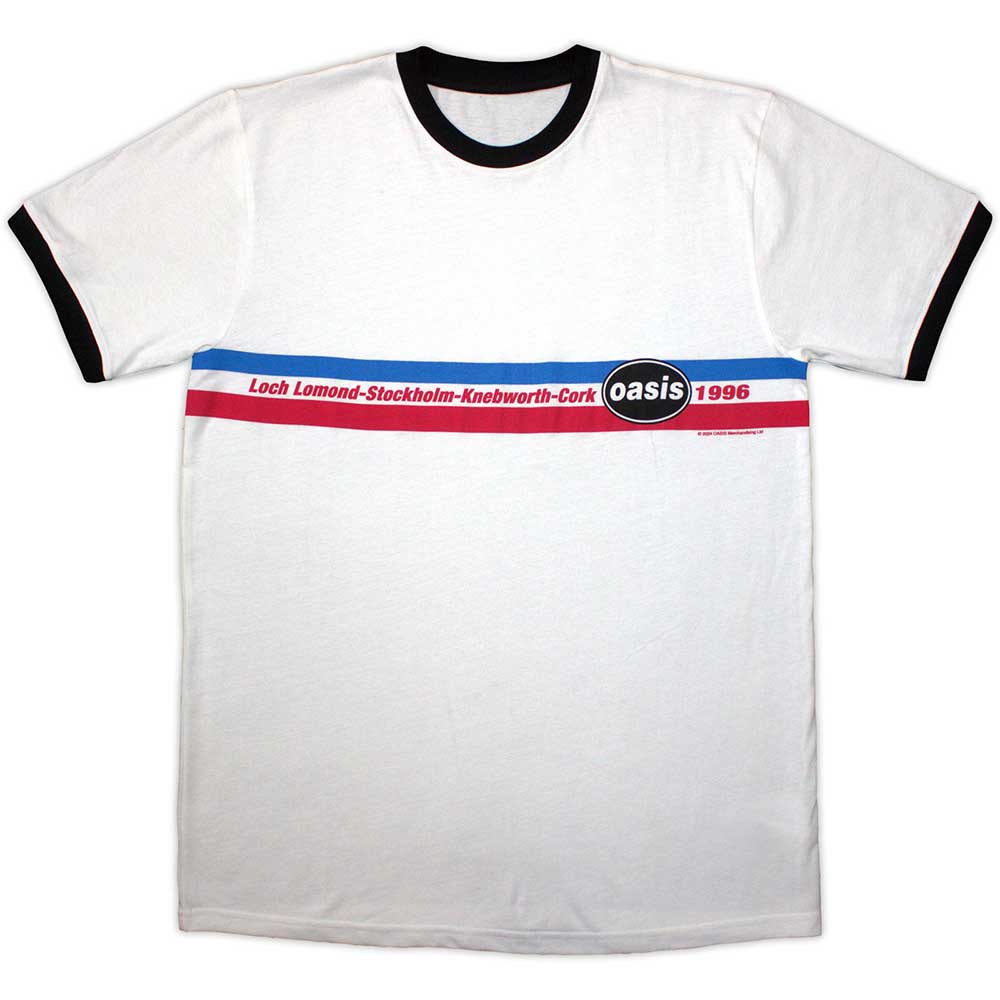 OASIS Attractive T-Shirt, 1996 Tour Horizontal Stripes on White