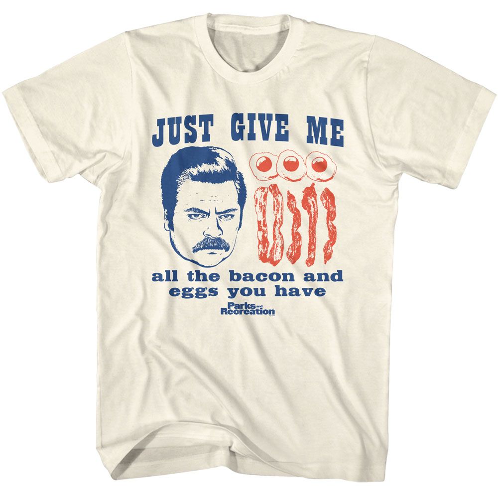 PARKS AND RECREATION Eye-Catching T-Shirt, ALL THE BACON AND EGGS