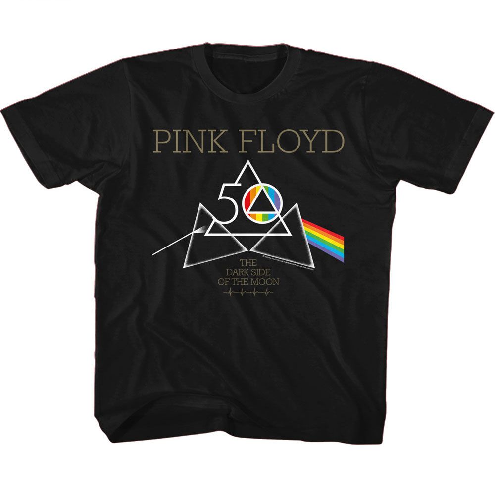 PINK FLOYD Eye-Catching T-Shirt, PINK FLOYD 50TH TRIANGLES