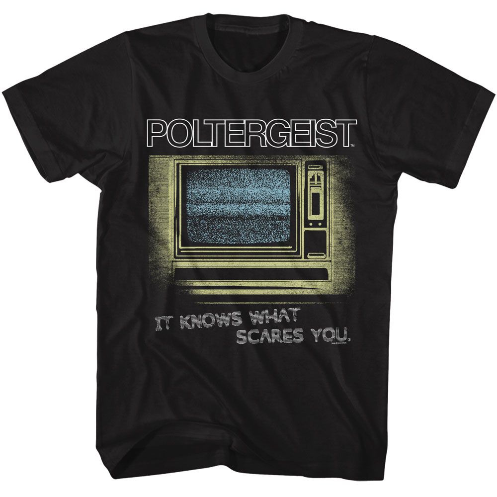 POLTERGEIST Eye-Catching T-Shirt, IT KNOWS WHAT SCARES YOU