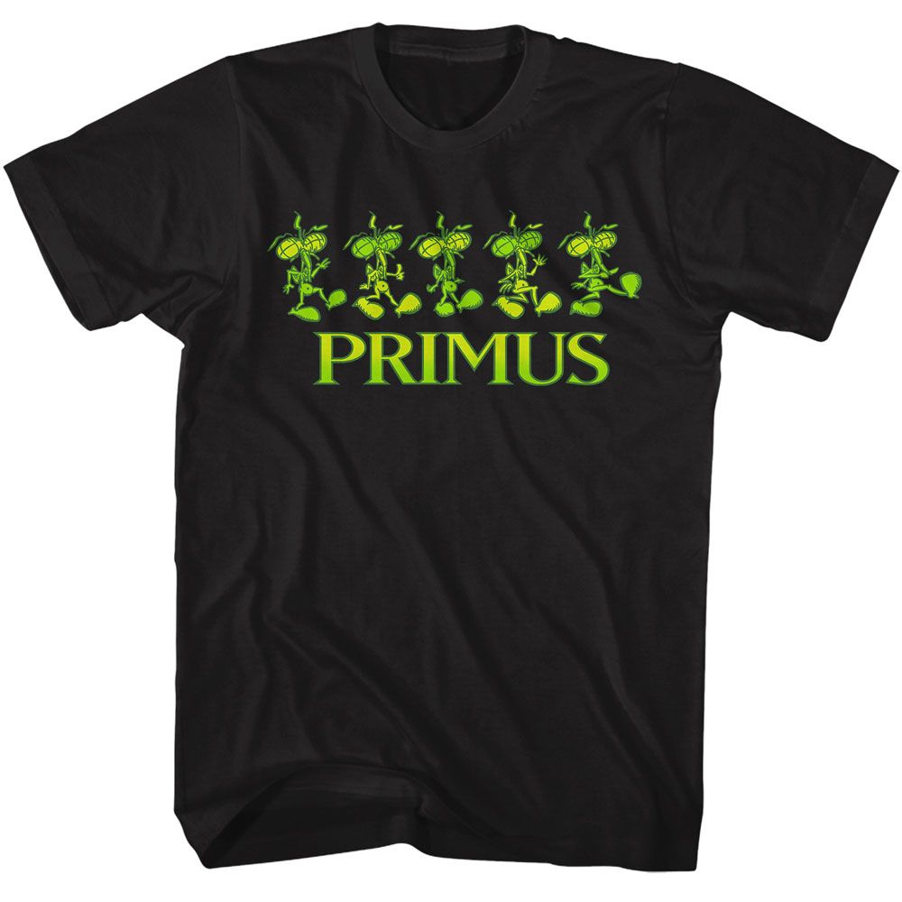 Black t-shirt with green graphic and &