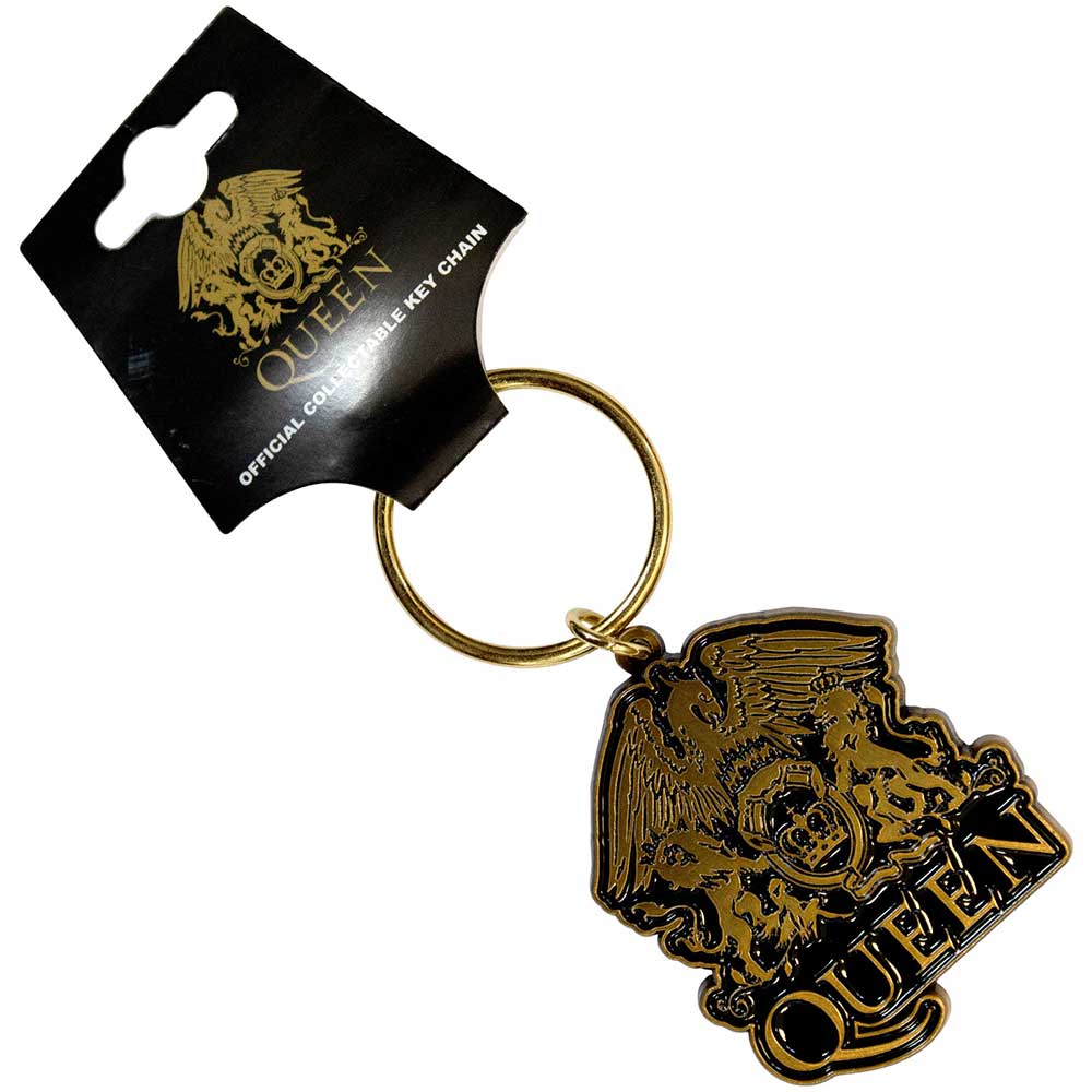 QUEEN Keychain, Gold Crest – Authentic Band Merch