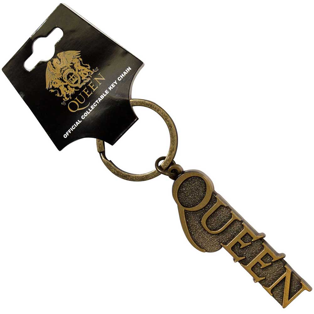 QUEEN Keychain, Gold Logo – Authentic Band Merch