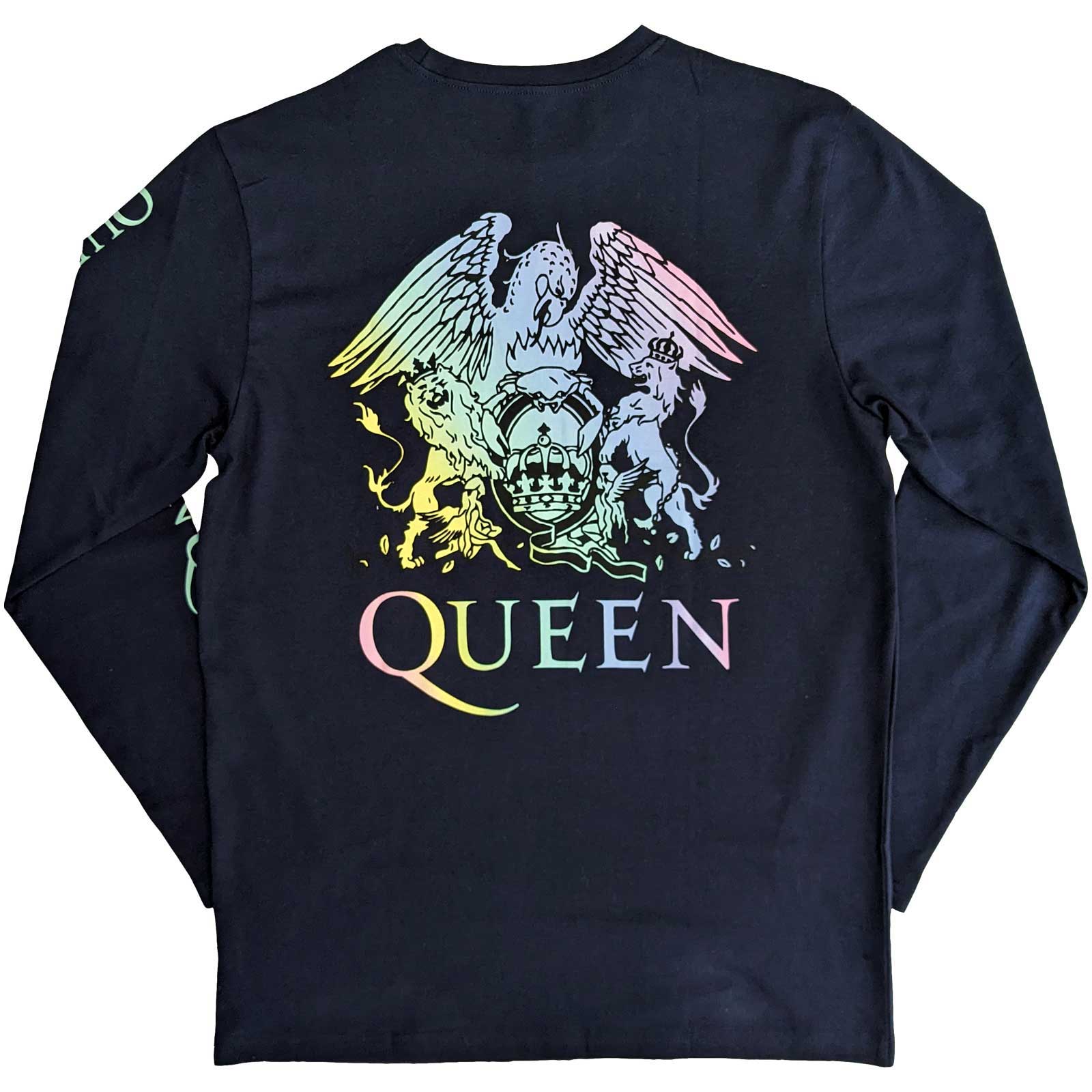 QUEEN Long Sleeve T-Shirt, Rainbow Crest