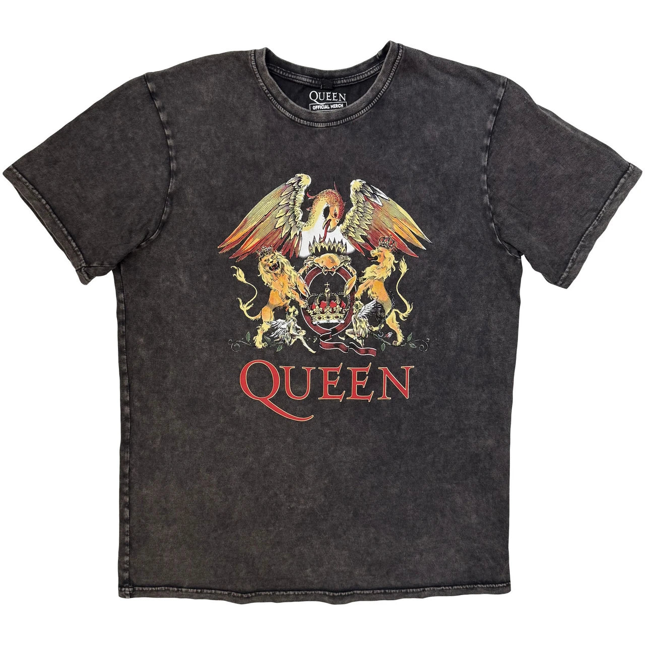 QUEEN Stone Wash T-Shirt, Classic Crest