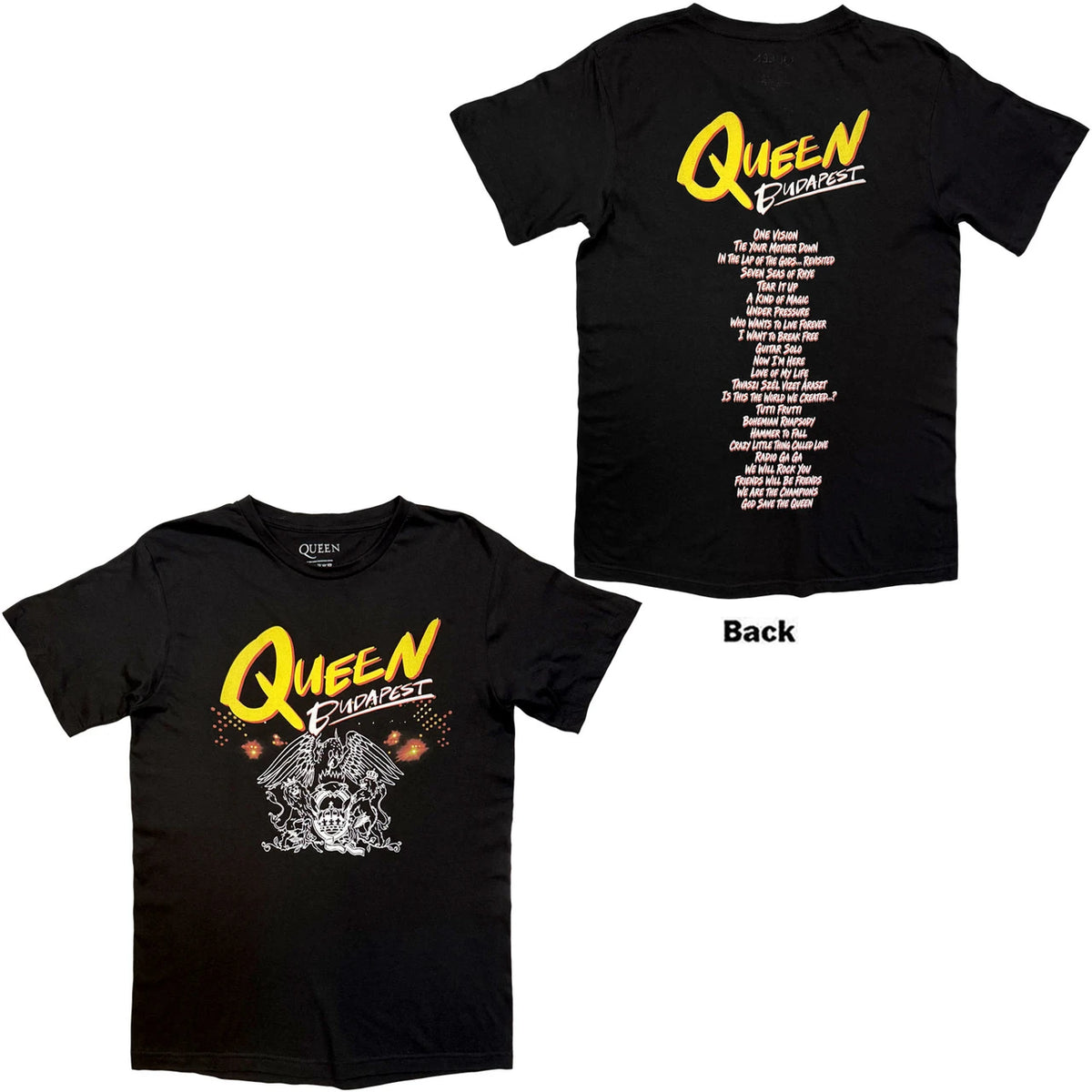QUEEN Attractive T-Shirt, Budapest Setlist