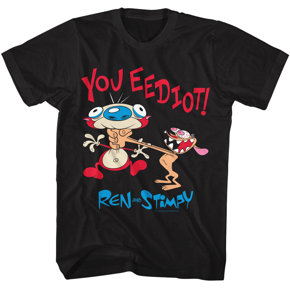 REN AND STIMPY Eye-Catching T-Shirt, YOU EEDIOT