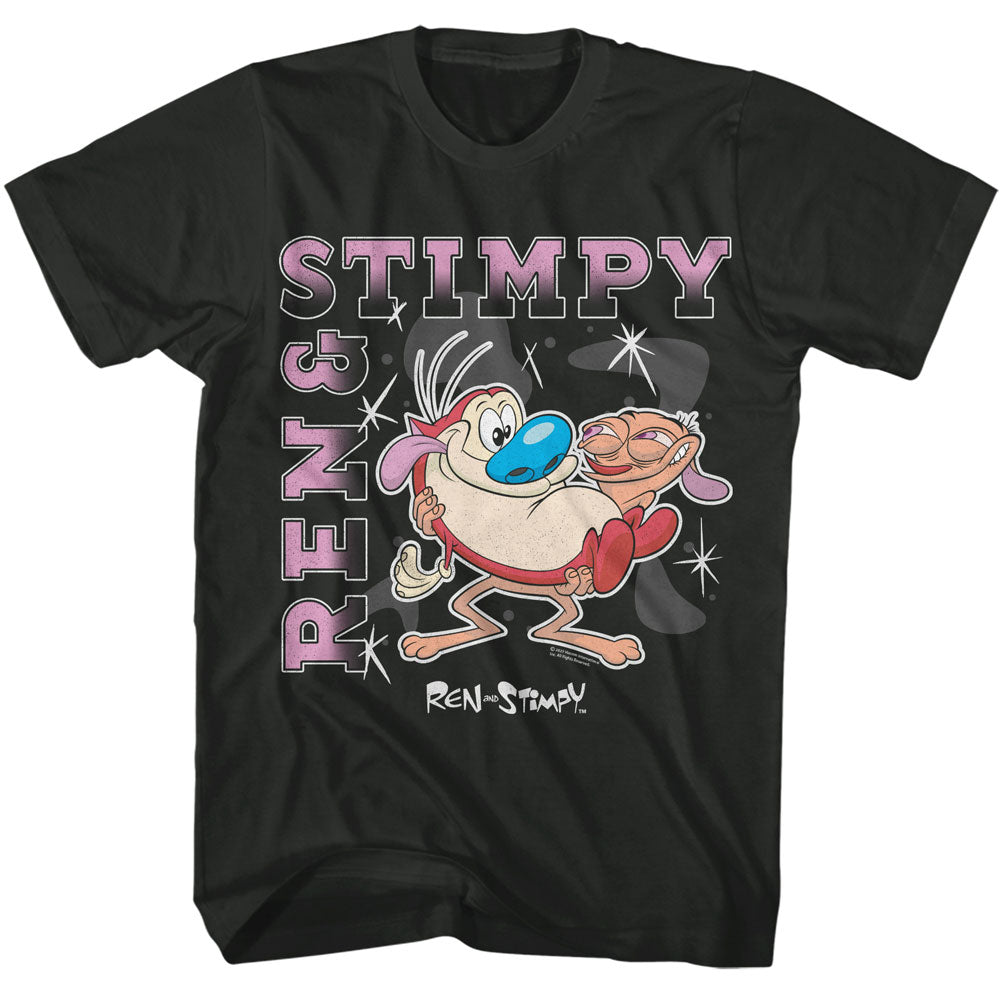 REN AND STIMPY Eye-Catching T-Shirt, GRADIENT TEXT