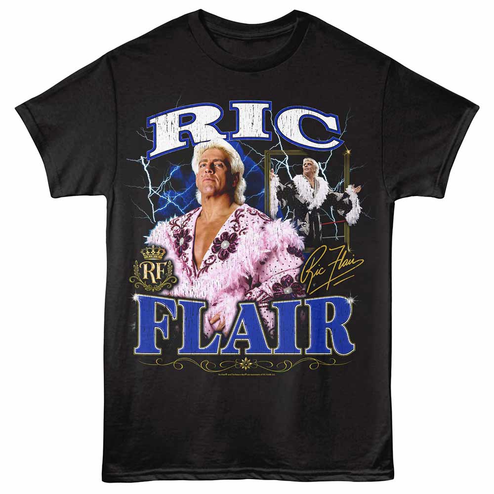 RIC FLAIR Eye-Catching T-Shirt, LIGHTNING COLLAGE