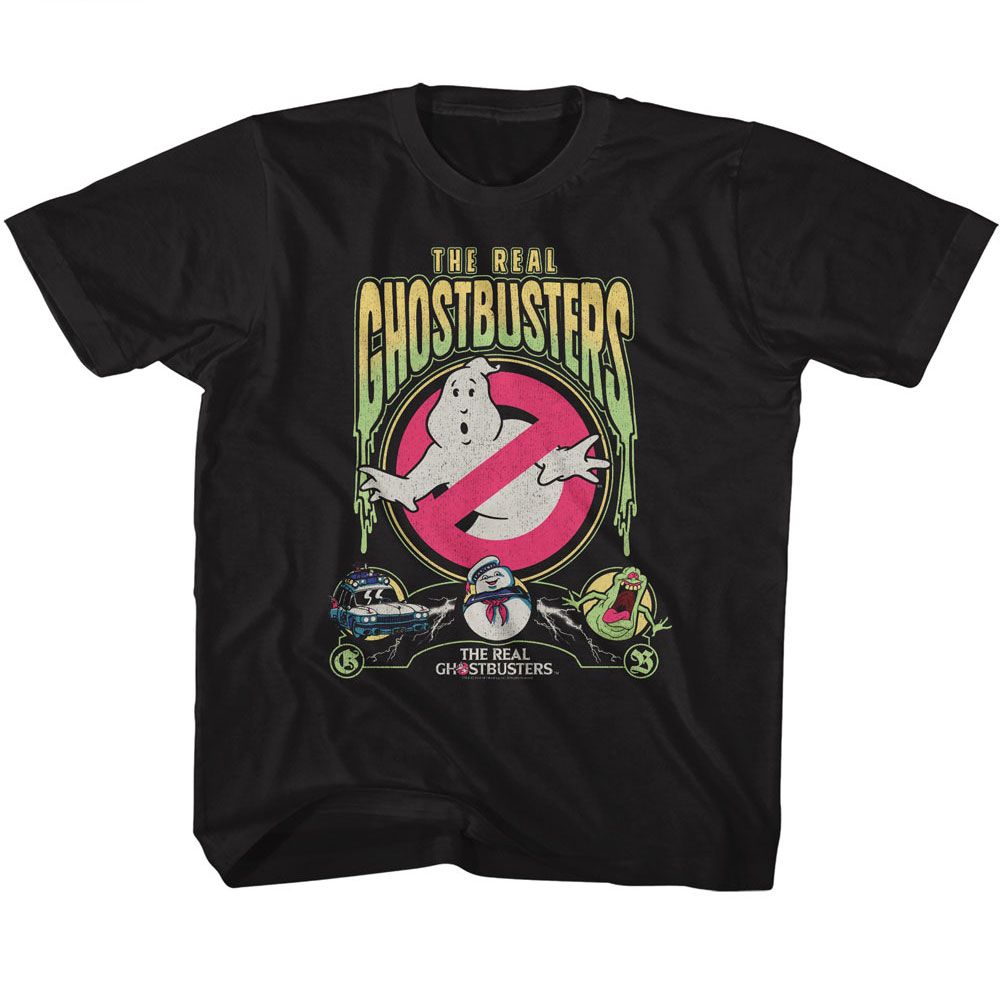 THE REAL GHOSTBUSTERS Eye-Catching T-Shirt, SLIME TEXT