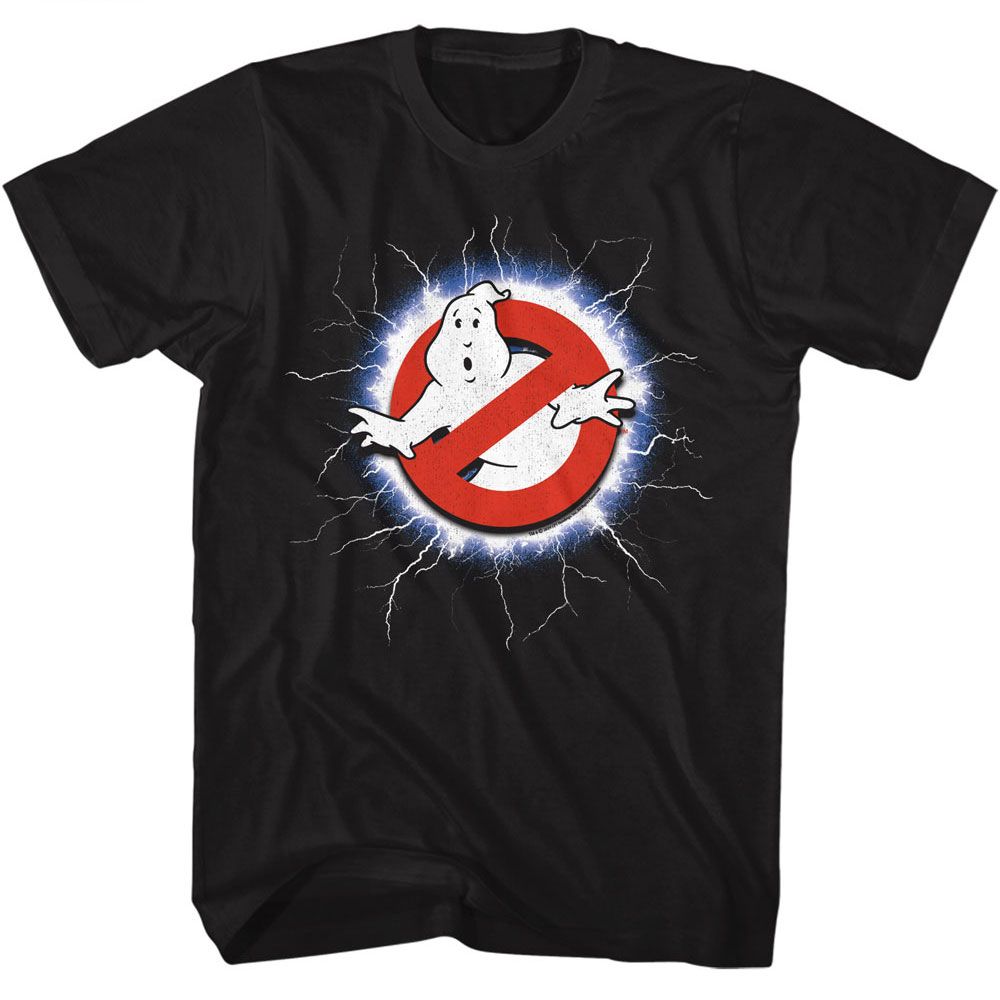 THE REAL GHOSTBUSTERS Eye-Catching T-Shirt, LIGHTNING AND LOGO