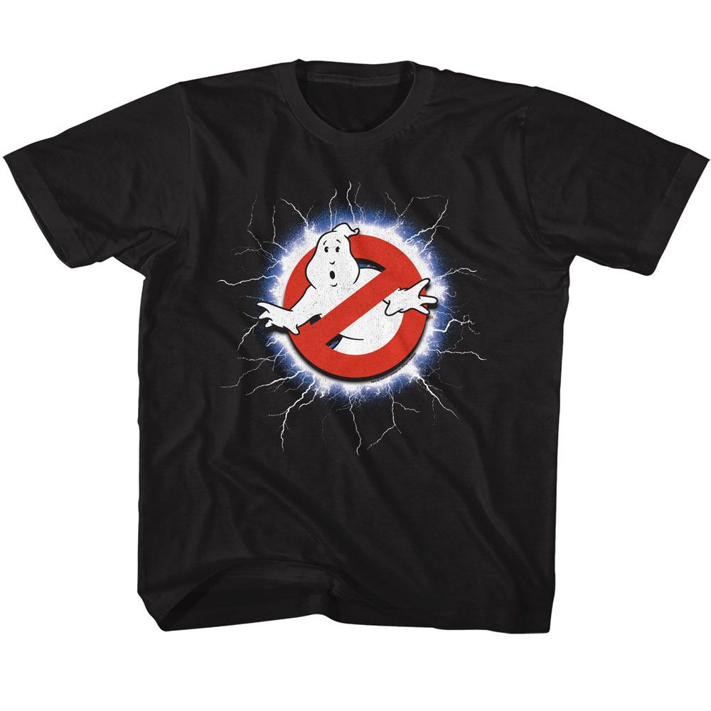 THE REAL GHOSTBUSTERS Eye-Catching T-Shirt, LIGHTNING AND LOGO