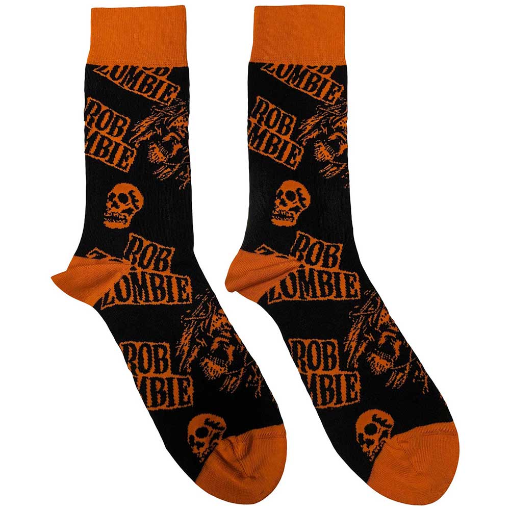 ROB ZOMBIE Unisex Ankle Socks, Skull Face Orange