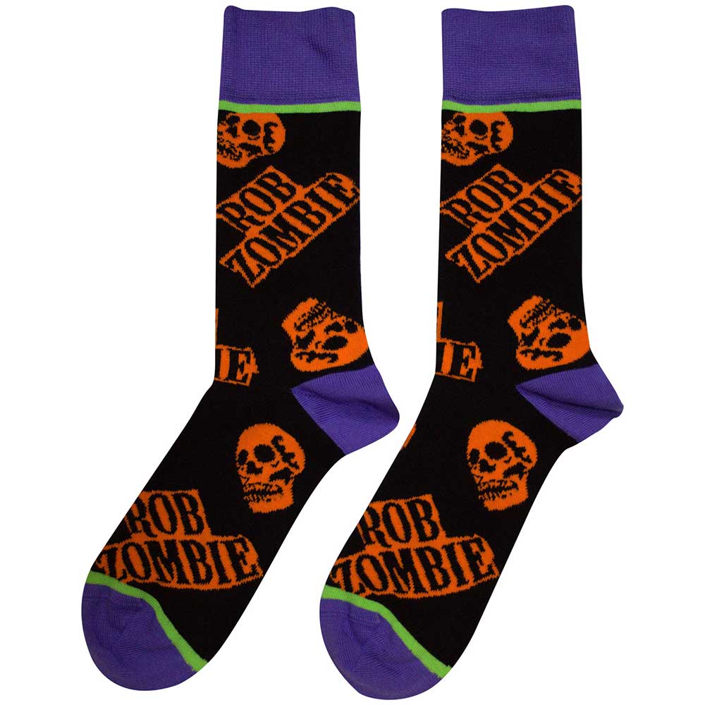 ROB ZOMBIE Unisex Ankle Socks, Orange Skulls