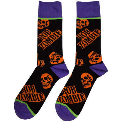 ROB ZOMBIE Unisex Ankle Socks, Orange Skulls