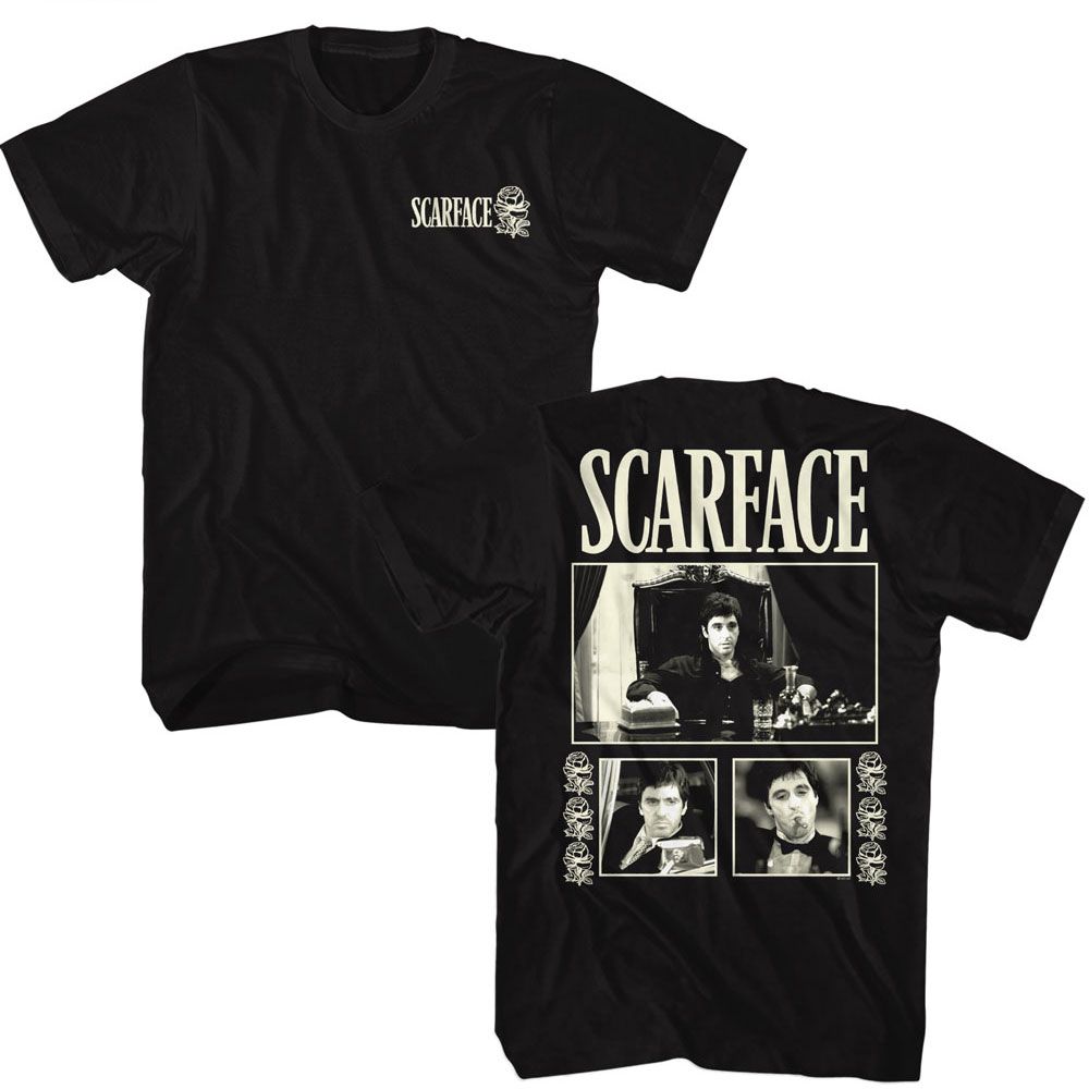 SCARFACE Eye-Catching T-Shirt, THREE PHOTOS W ROSES