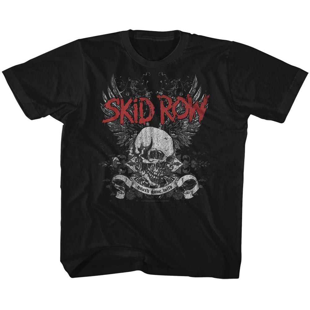 SKID ROW Eye-Catching T-Shirt, SKUL AND WINGS