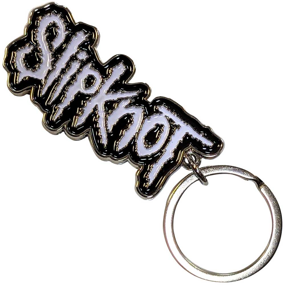 SLIPKNOT Keychain, White Logo Black Border