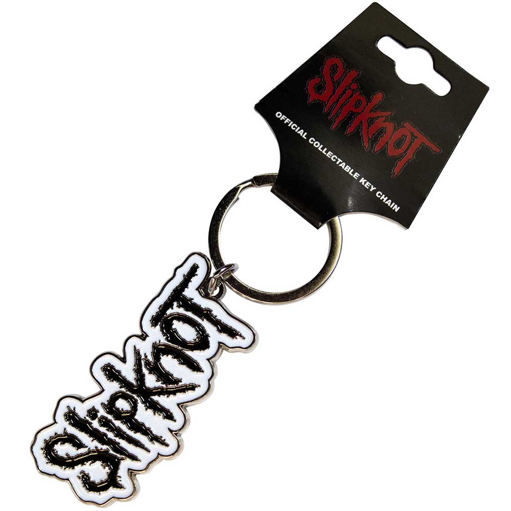 SLIPKNOT Keychain, Black Logo White Border