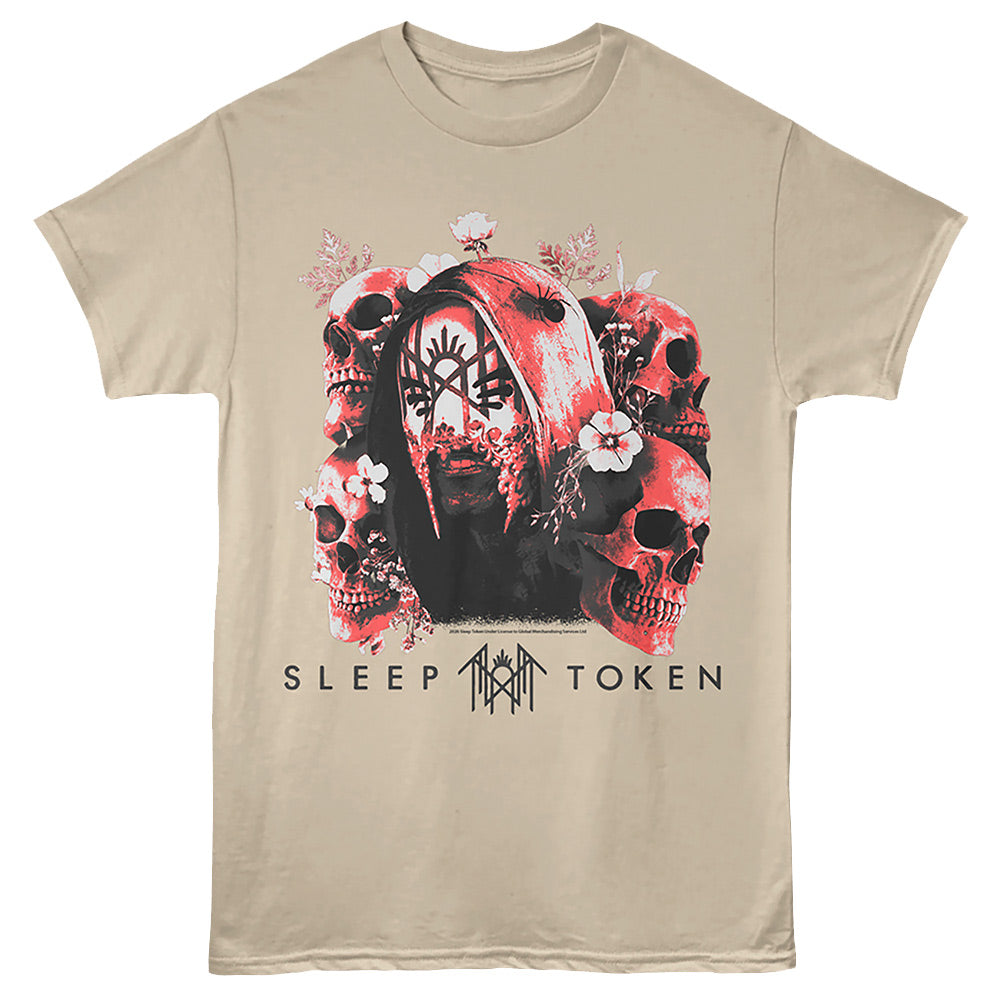 SLEEP TOKEN Eye-Catching T-Shirt, SKULLS AND FLOWERS